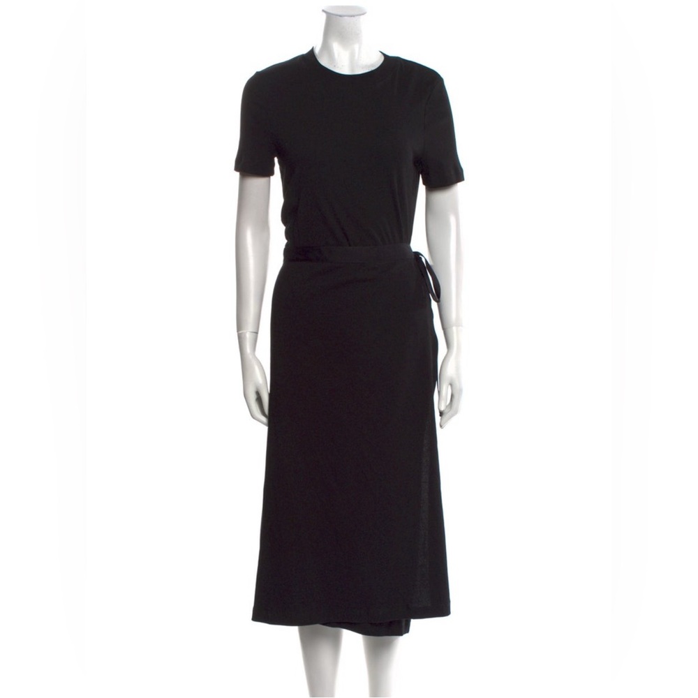 Rosetta Getty Black Midi T-Shirt Tie Waist Apron Wrap Skirt Dress NWT - Picture 15 of 15